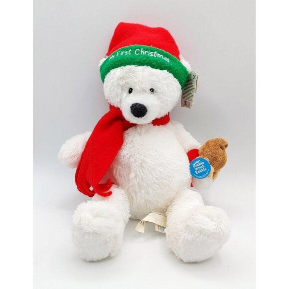 Gotta Getta GUND Flurry Bear 1st Christmas w/Usable Bear Waist Rattle NEW 13" - Picture 1 of 5